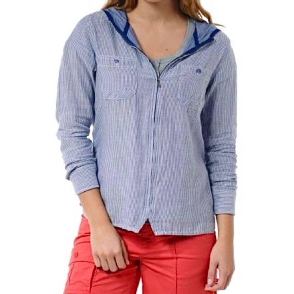 Horny Toad Souffle Organic Cotton Striped‎ Zip Up Hoodie